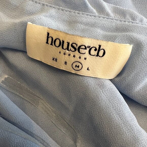 house of cb LONDON powder blue sleeveless low back ruffles Gown - Picture 3 of 5